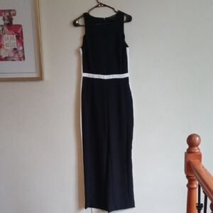 Women's Banana Republic Side-Stripe Jumpsuit Black And White Size 4
